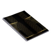 金ゴールド、ブラック、エレガント、カッコいいトレンディーユニークラインアート ノートブック (右側)