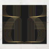 金ゴールド、ブラック、エレガント、カッコいいトレンディーユニークラインアート ビールラベル (シングルラベル)