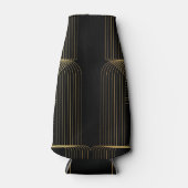 金ゴールド、ブラック、エレガント、カッコいいトレンディーユニークラインアート ボトルクーラー (正面)