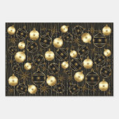 金ゴールド、ブラック、グレーの洗練されたクリスマス ラッピングペーパーシート (正面)