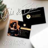 金ゴールド&ブラック、シルエットSVGファイルに独自の写真を追加 名刺