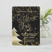 金ゴールド/ブラック《写真》ぼけ味高級企業のクリスマスパーティー 招待状 (スタンド正面)