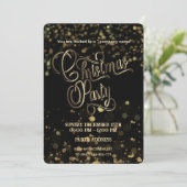 金ゴールド/ブラック《写真》ぼけ味高級企業のクリスマスパーティー 招待状 (スタンド正面)