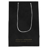 金ゴールド&ブラックVelvet Imitation'結婚s Thank You ミディアムペーパーバッグ (裏面)