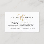 金ゴールド&ブラッスタイリッシュクタイポグラフィヘアスタイリスト 名刺 (裏面)