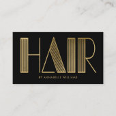 金ゴールド&ブラッスタイリッシュクタイポグラフィヘアスタイリスト 名刺 (正面)