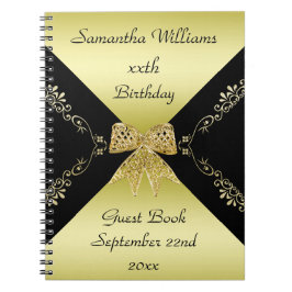 金ゴールド&ブラッスタイリッシュク装飾用弓誕生日 ノートブック