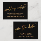 金ゴールド&ブラッ結婚クのWebサイトとデートカードの保存 名刺 (正面/裏面)