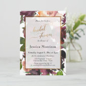 金ゴールド&ブルゴーニュフローラウォーターカラーブライダルシャワー 招待状 (スタンド正面)