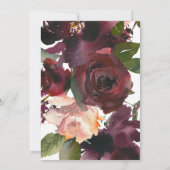 金ゴールド&ブルゴーニュフローラウォーターカラーブライダルシャワー 招待状 (裏面)