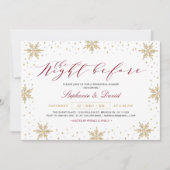 金ゴールド&ブルゴーニュレッドウィンターリハーサルディナーパーティー 招待状 (正面)