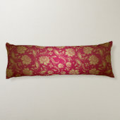 金ゴールド&ブルゴーニュ赤フローラダマスパターン ボディピロー (裏面)