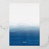 金ゴールド&ブルーウォーターカラーサプライズ誕生日 箔招待状 (裏面)