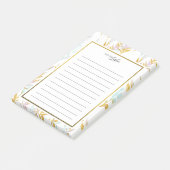 金ゴールド&ブルーウォーターカラーリーフAメモ帳 ポストイット (アングル)