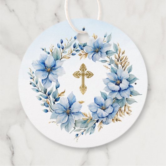 金ゴールド&ブルーウォーター色フローラバプテスマありがとう フェイバータグ (裏面)