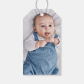 金ゴールド&ブルーウォーター色フローラフォトボーイバプテスマ ギフトタグ (裏面)