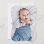 金ゴールド&ブルーウォーター色フローラフォトボーイバプテスマ 招待状 (裏面)