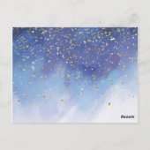 金ゴールド&ブルーウォーター《キリスト教》洗礼式や命名式写真ありがとう ポストカード (裏面)