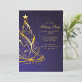 金ゴールド&ブルークリスモダンマスホリデーパーティー 招待状 (スタンド正面)