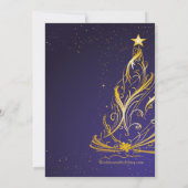 金ゴールド&ブルークリスモダンマスホリデーパーティー 招待状 (裏面)