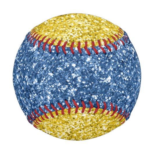 金ゴールド&ブルーグリッタースはっきりしたポーツモノグラム 野球ボール (裏面)