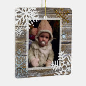 金ゴールド&ブルースノーフレークスホリデーズフォトオーナメント セラミックオーナメント (右)