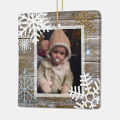 金ゴールド&ブルースノーフレークスホリデーズフォトオーナメント セラミックオーナメント (左)