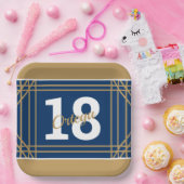 金ゴールド&ブルースポーツテーマ紙プレート ペーパープレート (パーティー)