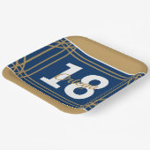 金ゴールド&ブルースポーツテーマ紙プレート ペーパープレート (傾斜あり)