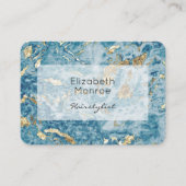 金ゴールド&ブルーマーブル美容師サロンメイクアップ 予約カード (正面)