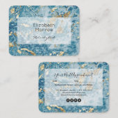 金ゴールド&ブルーマーブル美容師サロンメイクアップ 予約カード (正面/裏面)