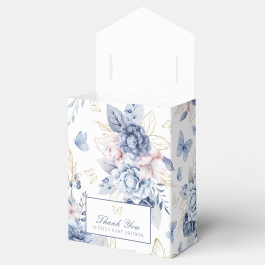 金ゴールド&ブルーリトルバタフライボーイベビーシャワー フェイバーボックス (オープン)