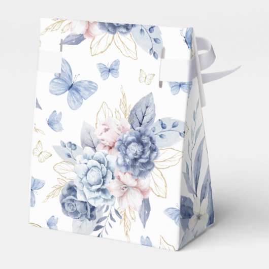 金ゴールド&ブルーリトルバタフライボーイベビーシャワー フェイバーボックス (裏面サイド)