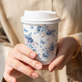 金ゴールド&ブルーリトルバタフライボーイ赤ちゃんシャワー 紙コップ