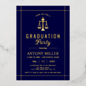 金ゴールド・ブルーロースクール卒業生2025年クラス 箔招待状 (正面)