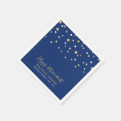 金ゴールド&ブルー紙吹雪ハッピー退職パーティー スタンダードカクテルナプキン (角)