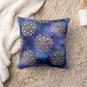 金ゴールド&ブルー銀河系ダルマダラパターン クッション (ブランケット)