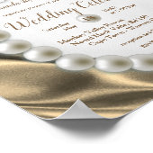 金ゴールド、ブルー、アイボリー、グリーンシルク&パール結婚ズ ポスター (角)