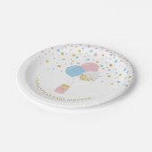 金ゴールド、ブルー&ピンク紙吹雪バルーン1st誕生日P ペーパープレート (アングル)