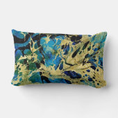 金ゴールド、ブルー、ブラックアート – 抽象芸術ゴールデンシー ランバークッション (裏面)