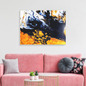 金ゴールド、ブルー&ホワイト絵画アクリル抽象芸術アート キャンバスプリント (インサイチュ (リビング))