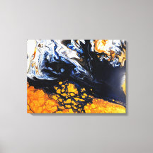 金ゴールド、ブルー&ホワイト絵画アクリル抽象芸術アート