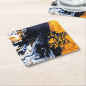 金ゴールド、ブルー&ホワイト絵画アクリル抽象芸術アート スクエアペーパーコースター (アングル)