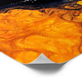 金ゴールド、ブルー&ホワイト絵画アクリル抽象芸術アート ポスター (角)