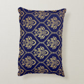 金ゴールド&ブルー:ラグジュアリーダマスク アクセントクッション (裏面(縦))