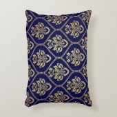 金ゴールド&ブルー:ラグジュアリーダマスク アクセントクッション (正面(垂直))