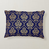 金ゴールド&ブルー:ラグジュアリーダマスク アクセントクッション (裏面)