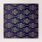 金ゴールド&ブルー:ラグジュアリーダマスク ジグソーパズル (横)