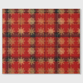 金ゴールド&プレイエレガントドクリスマスの雪片パターン ラッピングペーパー (フラット)