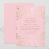 金ゴールド·ベビー·ブレエレガントス·ピンク·ベビー·シャワー 招待状 (正面/裏面)